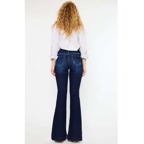 Women's Dark Blue Flare Jeans - Picture 10 of 10